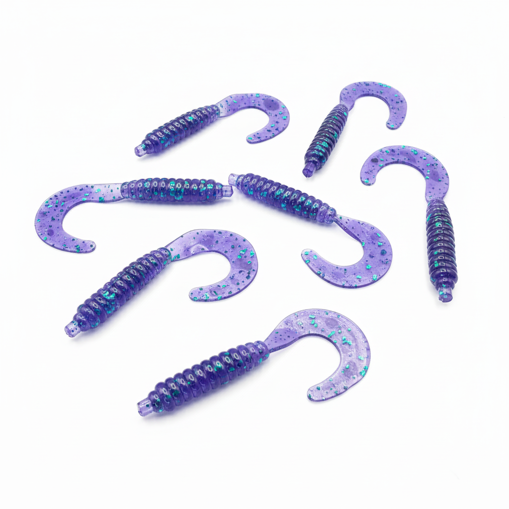 Purple Curly Tail Lures - Clean Background